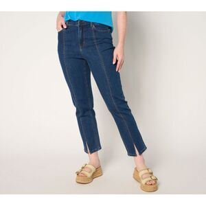 Fashion Women's Pants Sz 2 Denim Ankle Jean Front Slit Blue A694643